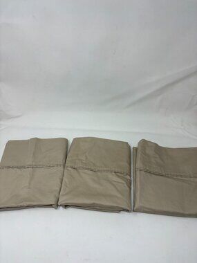 Kirkland Signature 3 Queen Pillowcases 540TC Cotton Khaki Beige 20x32